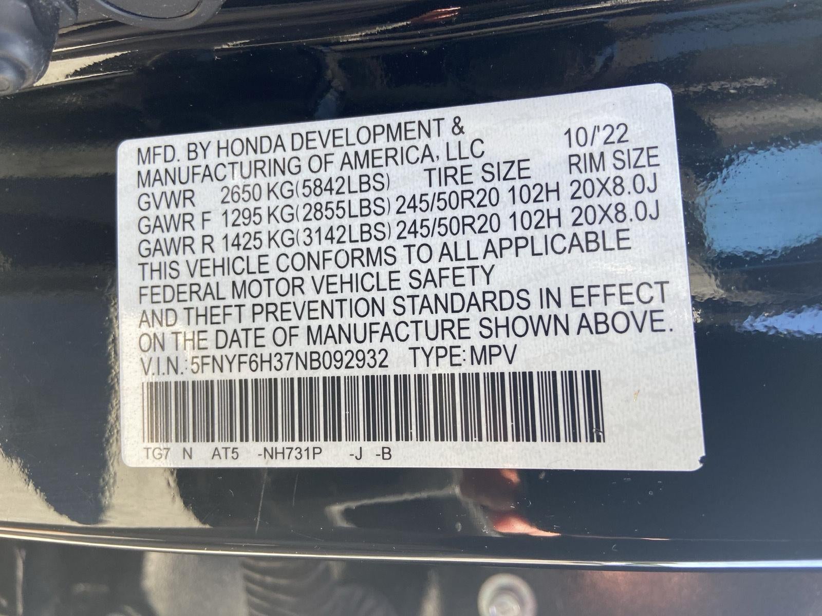 2022 Honda Pilot Sport